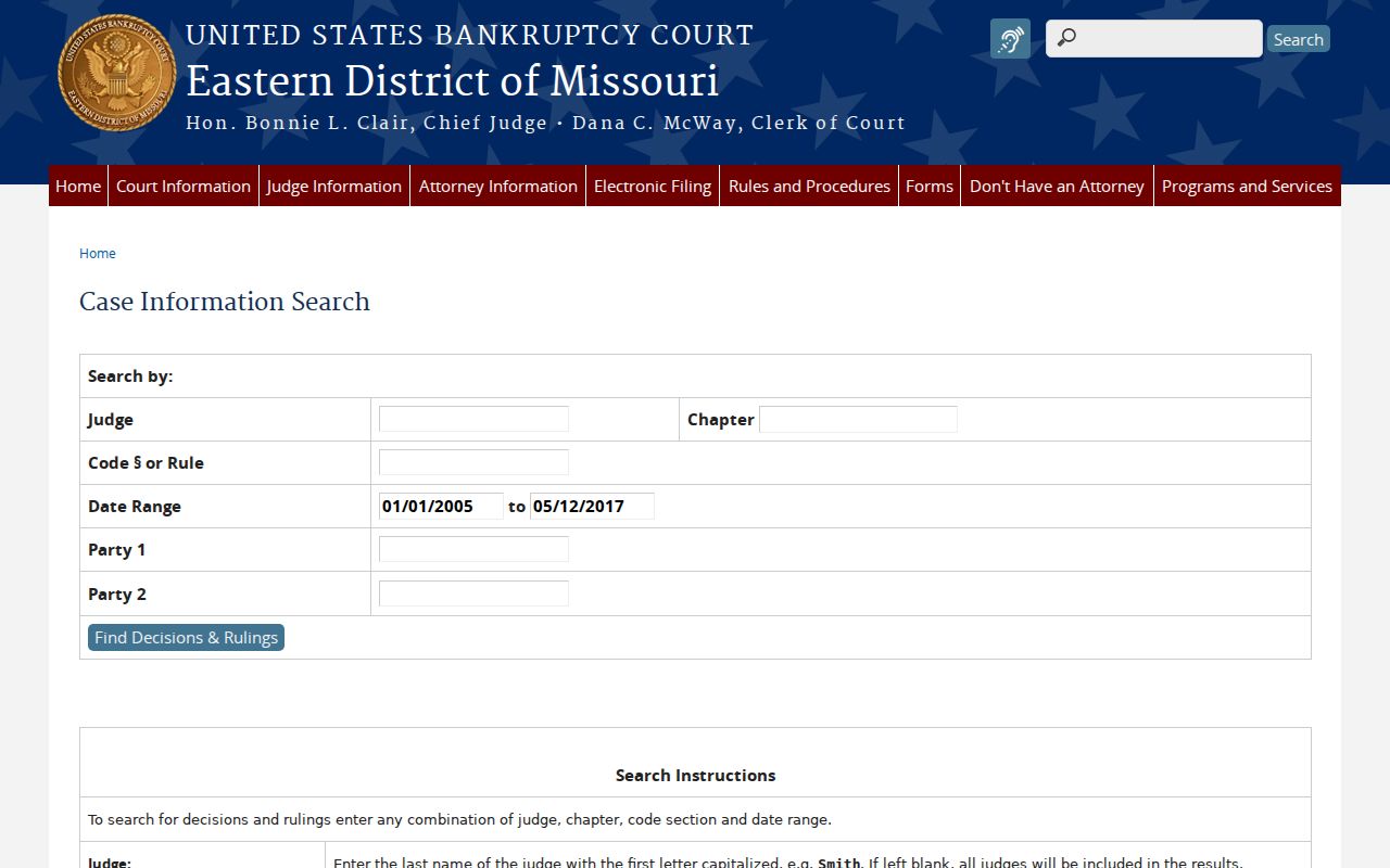 Atlanta court docket research separates bankruptcy case search from Missouri Case.net