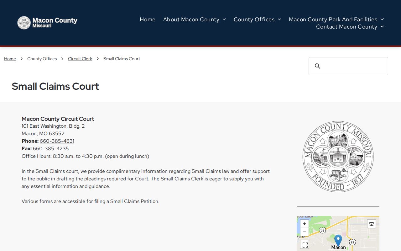 Macon County civil docket small claims court information