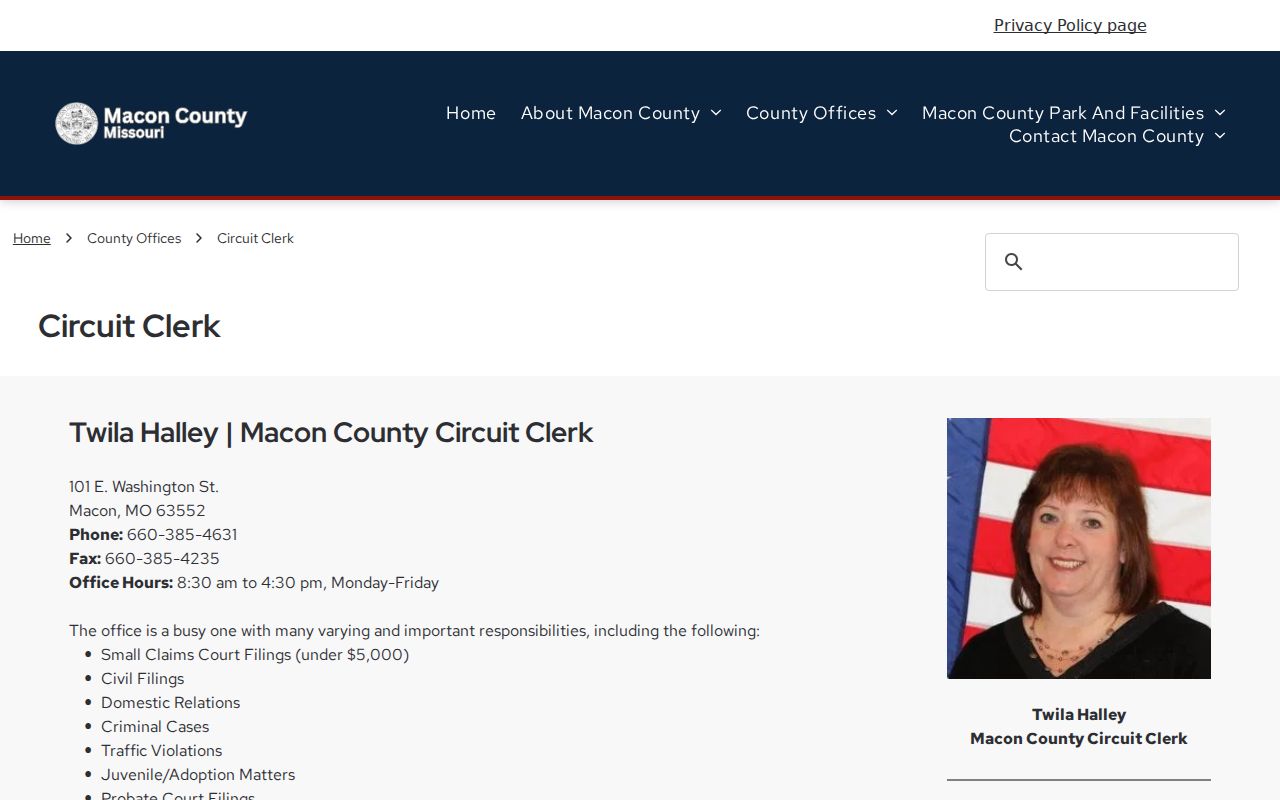 Macon County court docket Circuit Clerk records and case information contact