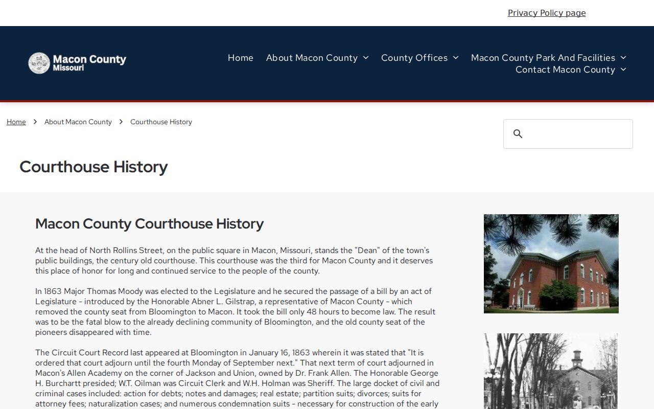Macon County court docket courthouse history and public records location