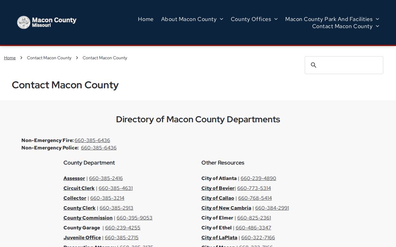 Macon court docket contact routing through the county directory