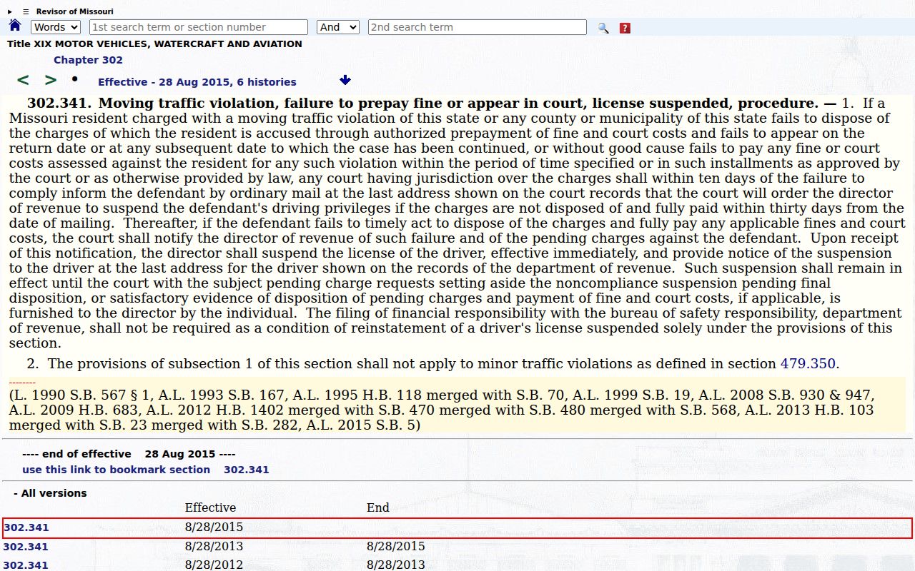 Macon County traffic court records and failure to appear statute